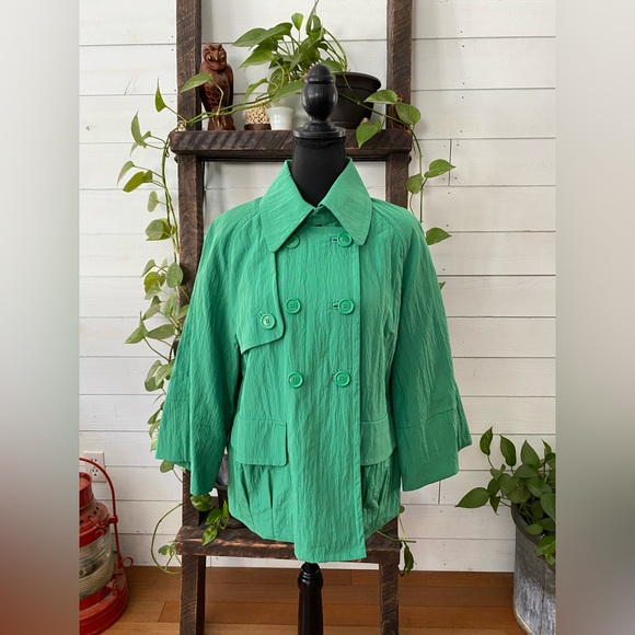 JohnPaulRichard: Rain & Wind Green Pea Coat Jacket Women’s Large - Picture 14 of 17